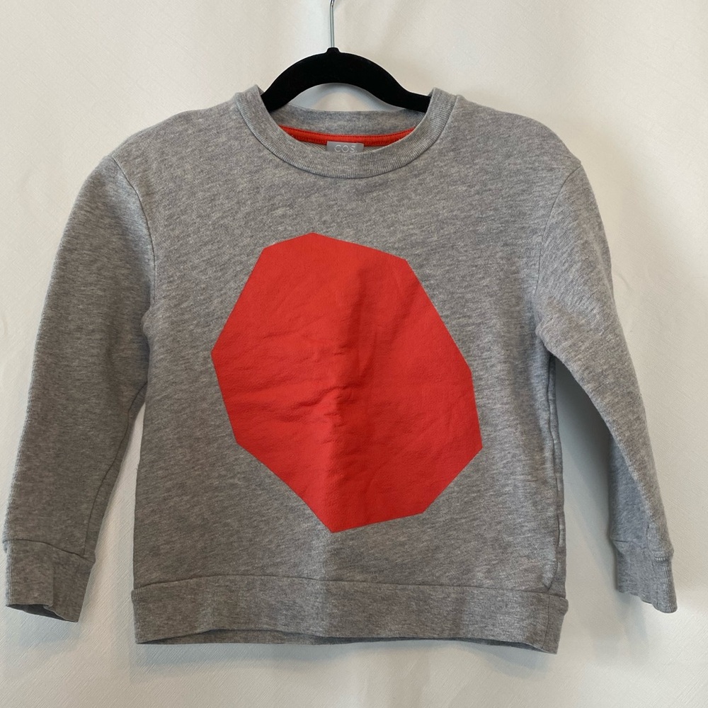 COS KIDS 100% Cotton grey pull on cozy crewneck sweatshirt Girls size 4/6
